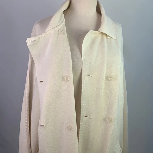 Rodier VTG cream knit long with belt jacket - Picture 10 of 11